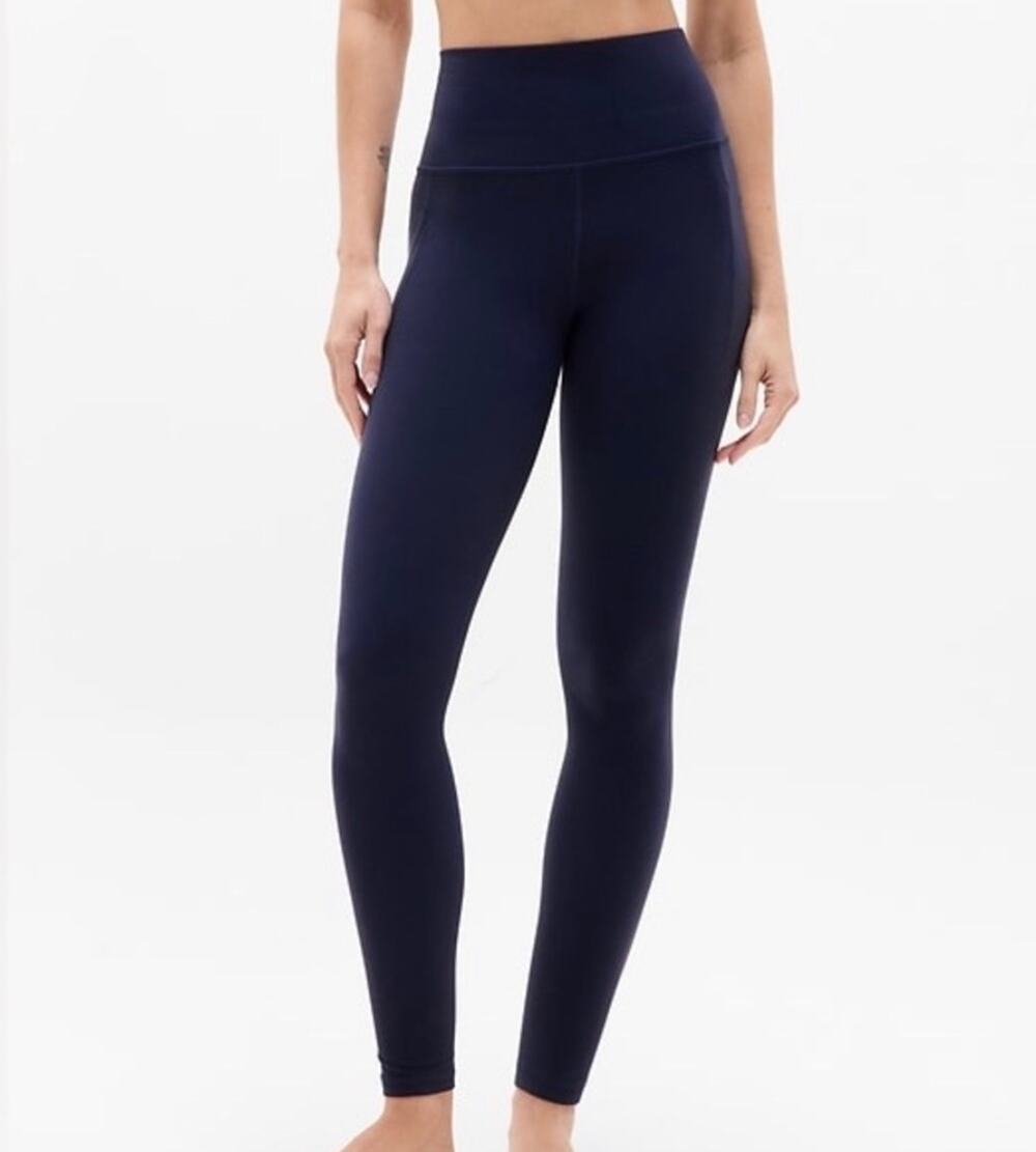 Athleta Salutation Stash 7/8 Tight Navy Blue Size Small Yoga Activewear